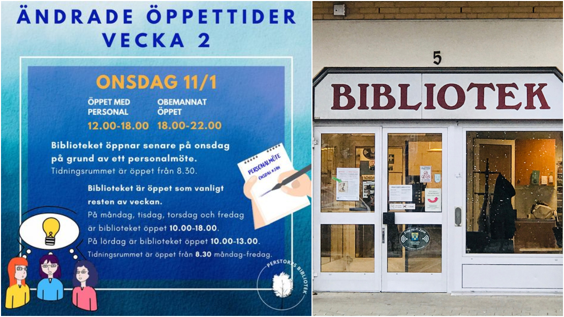 Öppettider vecka 2 på biblioteket Perstorp