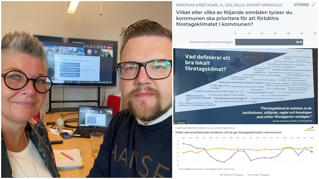 Bildcollage med näringslivschef och kommunstyrelsens ordförande apropå Svenskt Näringslivs ranking