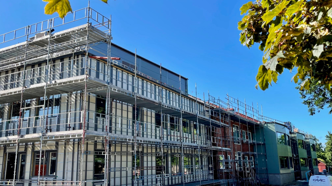 Utbyggnad Centralskolan. Byggnad T som i tillbyggnad .