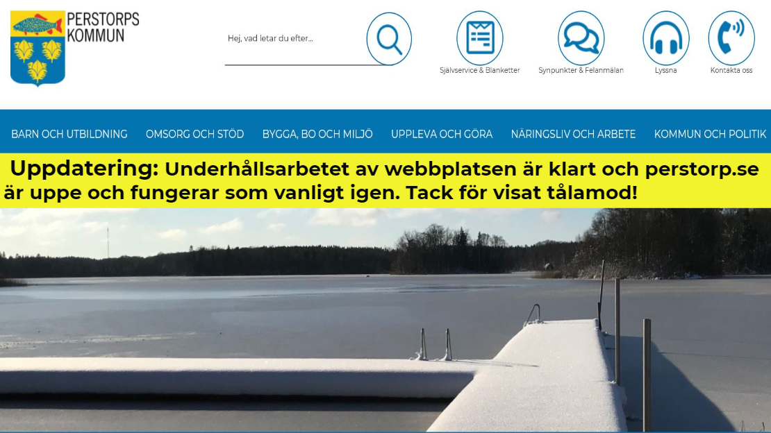Perstorp.se låg nere för underhåll måndag 8 februari från klockan 17:00 och cirka en timme framåt