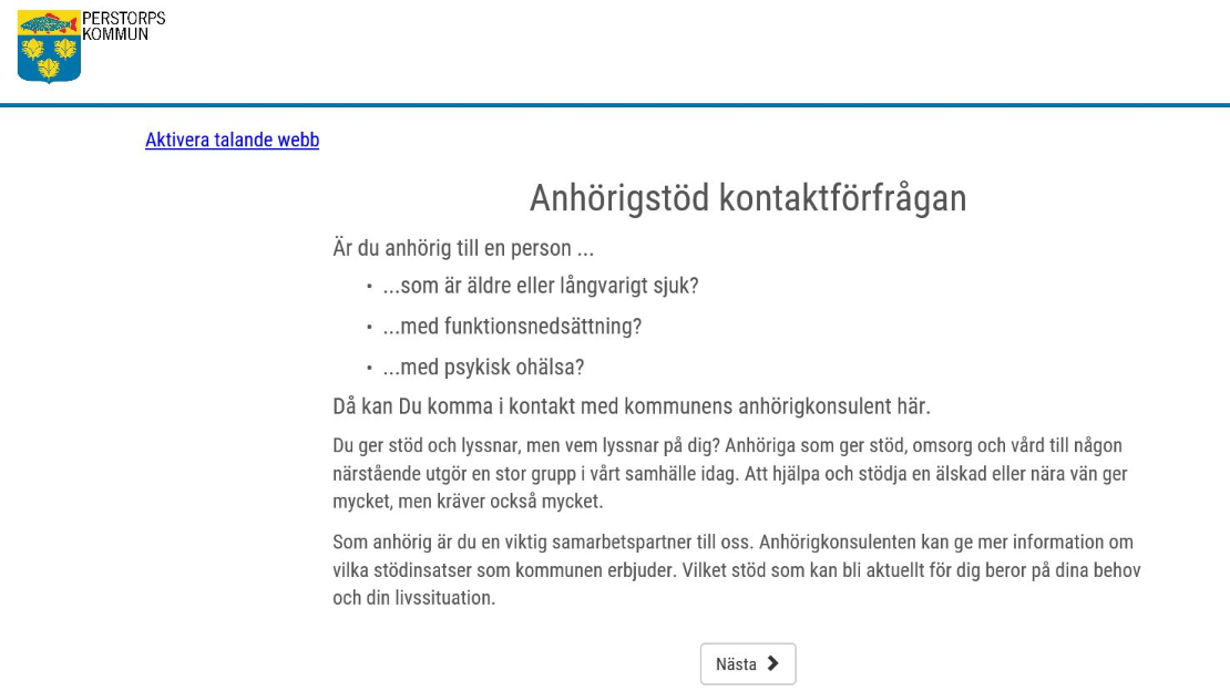 Ny e-tjänst kontaktförfrågan anhörigstöd