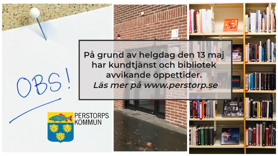 På grund av helgdag 13 maj (Kristi himmelfärdsdag har kundtjänst och bibliotek avvikande öppettider)