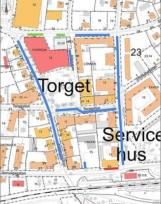 Karta över tidsbegränsade parkeringar i centrum