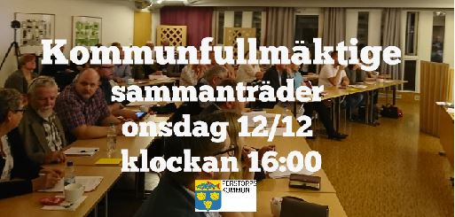 Kommunfullmäktige sammanträder 12 december