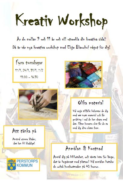 Kreativ Workshop för barn 9 till 11 år på Perstorps bibliotek