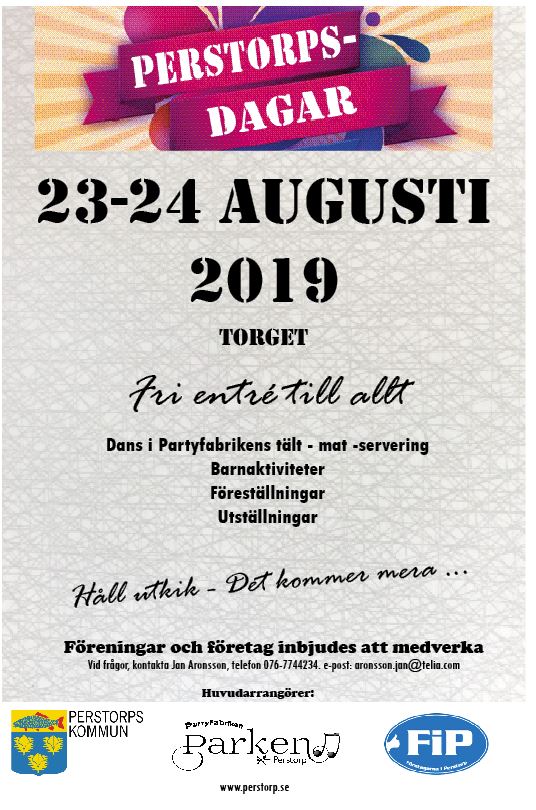 Perstorps Dagarna 2019 arrangeras 23-24 augusti