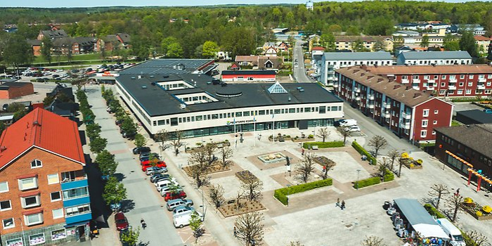Drönabild över torget Perstorps kommun