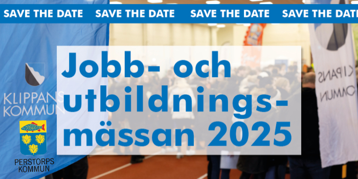 Bild på skärmklipp med information om jobb- och utbildningsmässa 2025.