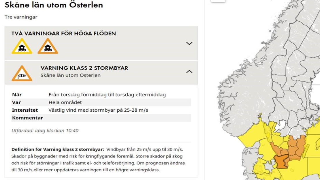 Vädervarning 12 mars