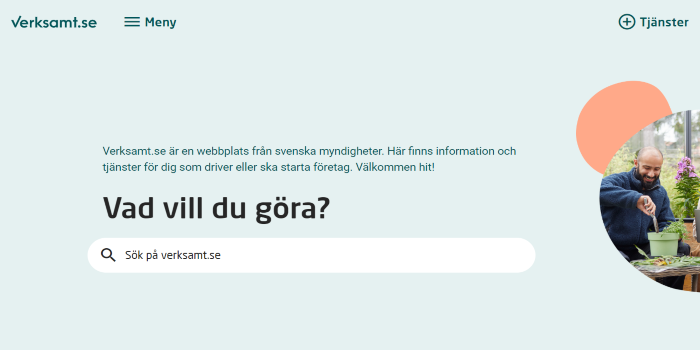 Skärmklipp webbplats Verksamt