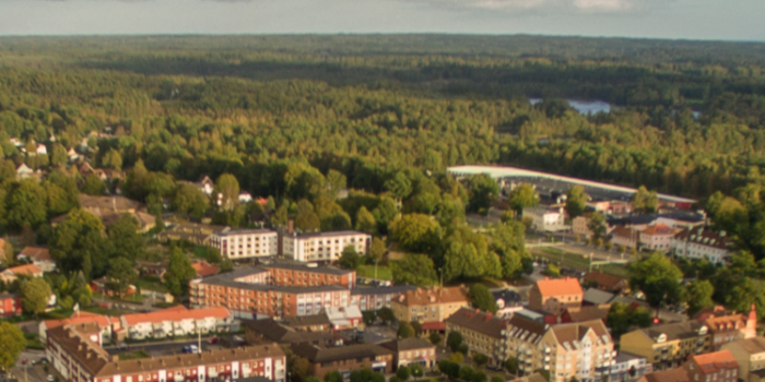 Drönarbild över Perstorps centrum