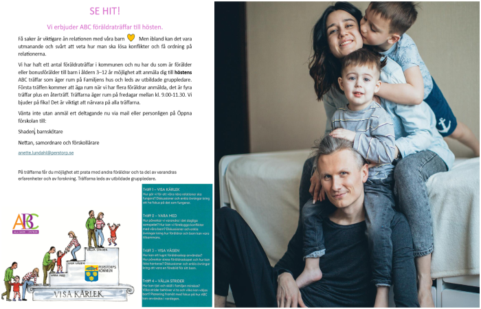 Bild på familj och information om ABC-träffar