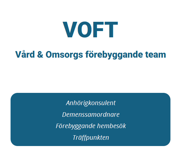 Skärmklipp av förstasida broschyr om Voft- vård- och omsorgs förebyggande team