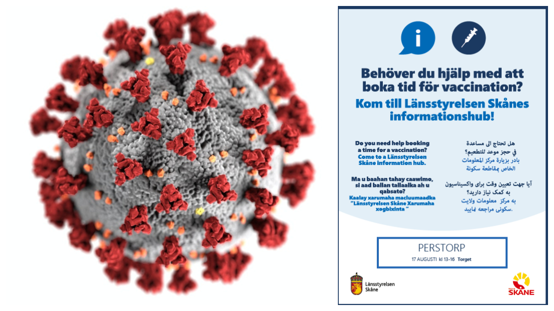 Vaccinationsinformation från Länsstyrelsen på flera språk.