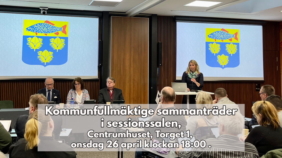 Kommunfullmäktige sammanträde i sessionssalen, Centrumhuset, onsdag 26 april 2023.