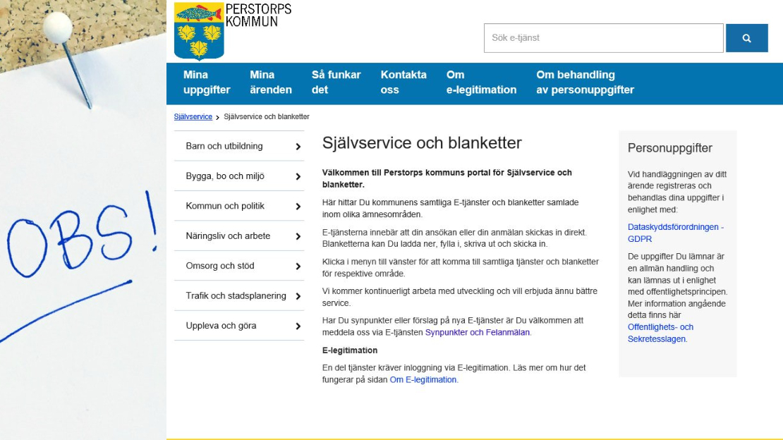 Observera att uppdatering gös av e-tjänsten självservice och blanketter fredagen den 18 september 2020