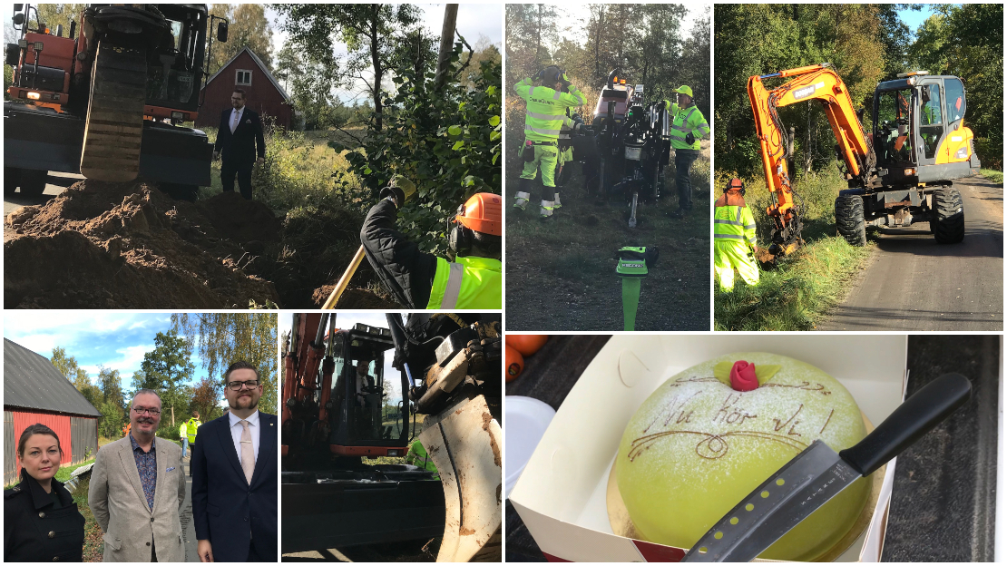 Mindre ceremoni på Varshultvägen på gränsen mellan Örkelljunga och Perstorp för att uppmärksamma byggstarten av fiberutbyggnad Perstorps landsbygd. Deltog gjorde representanter från kommun, företag och entreprenad