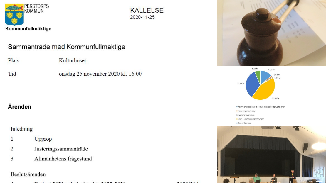 Kallelse kommunfullmäktige 25 november. Kulturhuset klockan 16:00. På agendan bland annat budget och flerårsplan.