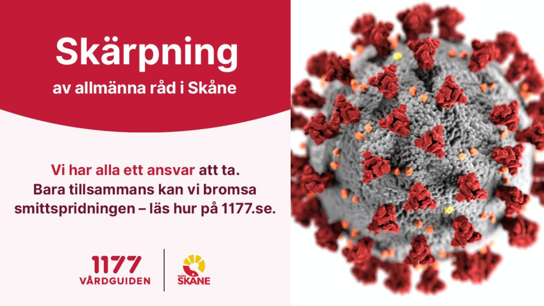 Skärpta allmänna råd för Skåne.  Covid-19 virus.