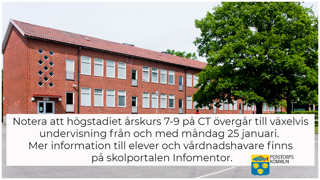 Centralskolan övergår till växelvis undervisning från Måndag 25 januari