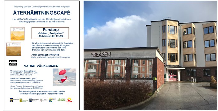 Bildcollage återhämtningscafé Ybbåsen