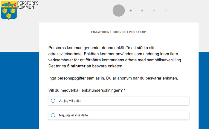 Skärmklipp från enkät om boendemiljö Perstorps kommun
