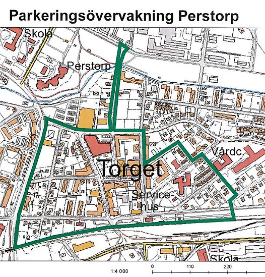 Karta över parkeringsövervakning Perstorpcentrum 