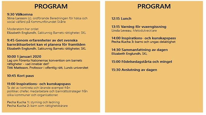 Program barnrättskonferens eftersom barnkonversionen fyller 30 år 2019