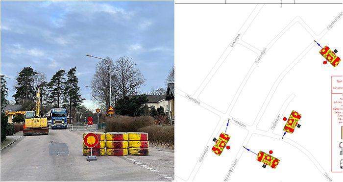 Bildcollage avstängning Spjutesrödsvägen