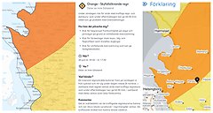 Bildcollage med skärmbild från SMHI:s webbplats om vädervarning