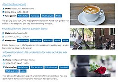 Skärmklipp från evenemangskalender Perstorps kommun