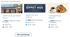 Skärmklipp från webbplatsen perstorp.se med tips på evenemang.
