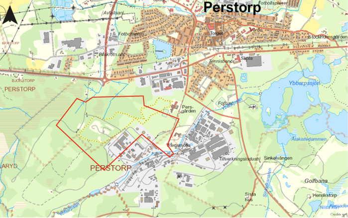 Kartbild som visar detaljplanens geografiska avgränsning 