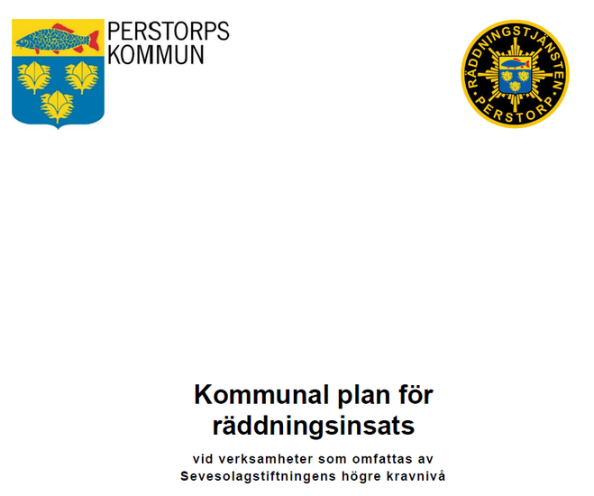 Skärmklipp på förstasidan kommunal plan för räddningsinsats