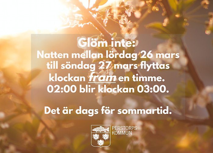 Sommartid börjar gälla natten mellan lördag 26 mars och söndag 27 mars 2022