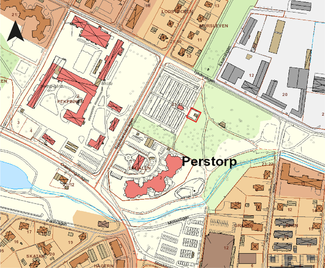 Planområde för Ändring av detaljplan Öster om Spjutserödsvägen