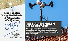 Information om test av signalen viktigt meddelande till allmänheten.