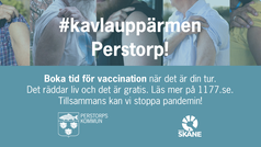 Bild med text att det är dags att kavla upp ärmen med Perstorps kommun och Region Skånes logotyper på.