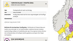 SMHI har utfärdat en klass 1-varning för kraftig åska och skyfall från fredag kväll 21 augusti till lördag morgon 22 augusti.