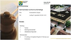 Ordförandeklubba, skärmklipp dagordning kommunfullmäktige 30 september, Renovering av Perstorps kommunhus