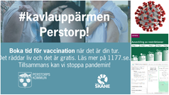 Håll avstånd och ta ansvar. Hitta inte på några ursäkter. Covid-19 virus. Läget är allvarligt. Testa dig vid symtom. Information om vaccination via 1177.se