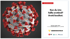 Håll avstånd och ta ansvar. Covid-19 virus. Läget är allvarligt. Testadig vid symtom.