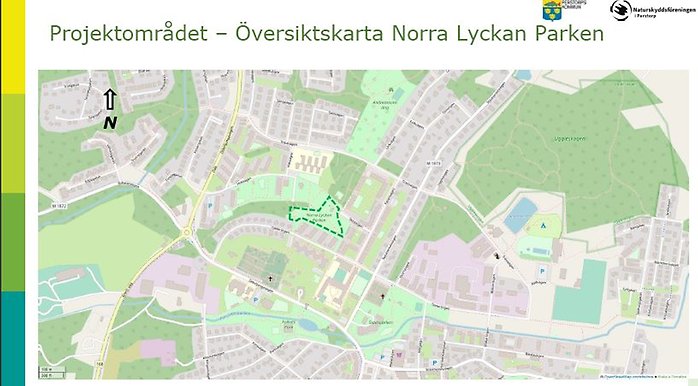 Skärmklipp karta över projektområde Norra Lyckan Parken