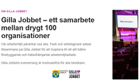 Skärmklipp  med information från webbplatsen Gilla jobbet om arrangemanget Gilla jobbet den 26 oktober
