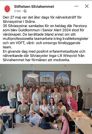 Skärmklipp från Instagram Stiftelsen Silviahemmet
