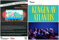 Bildcollage med information om filmvisning Kungen av Atalntis